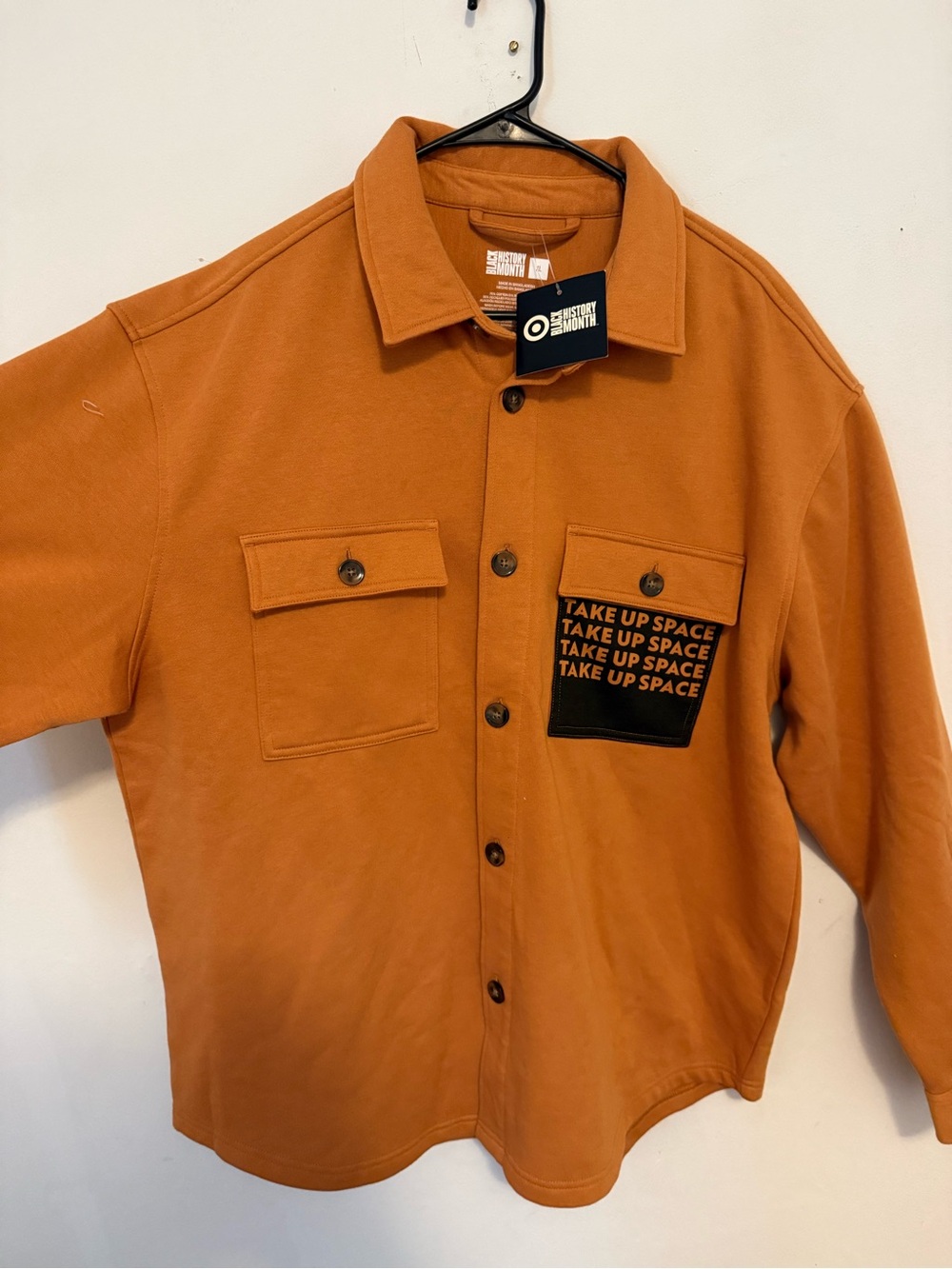 Target Men's Rust Orange Button-Front Casual Shirt Jacket